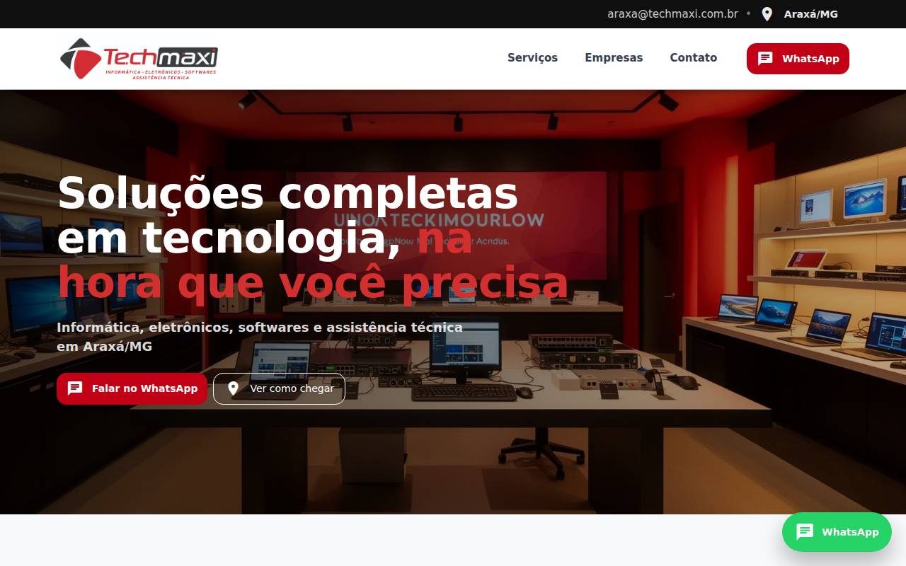 Página inicial do site TechMaxi